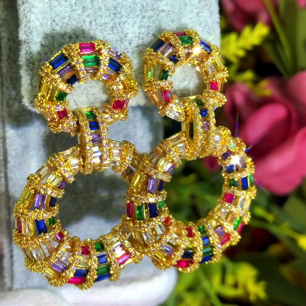 

missvikki Luxury Original Design Round Pendant Necklace Earrings Jewelry Fashion Bridal Wedding boucle d'oreille femme 2021 New