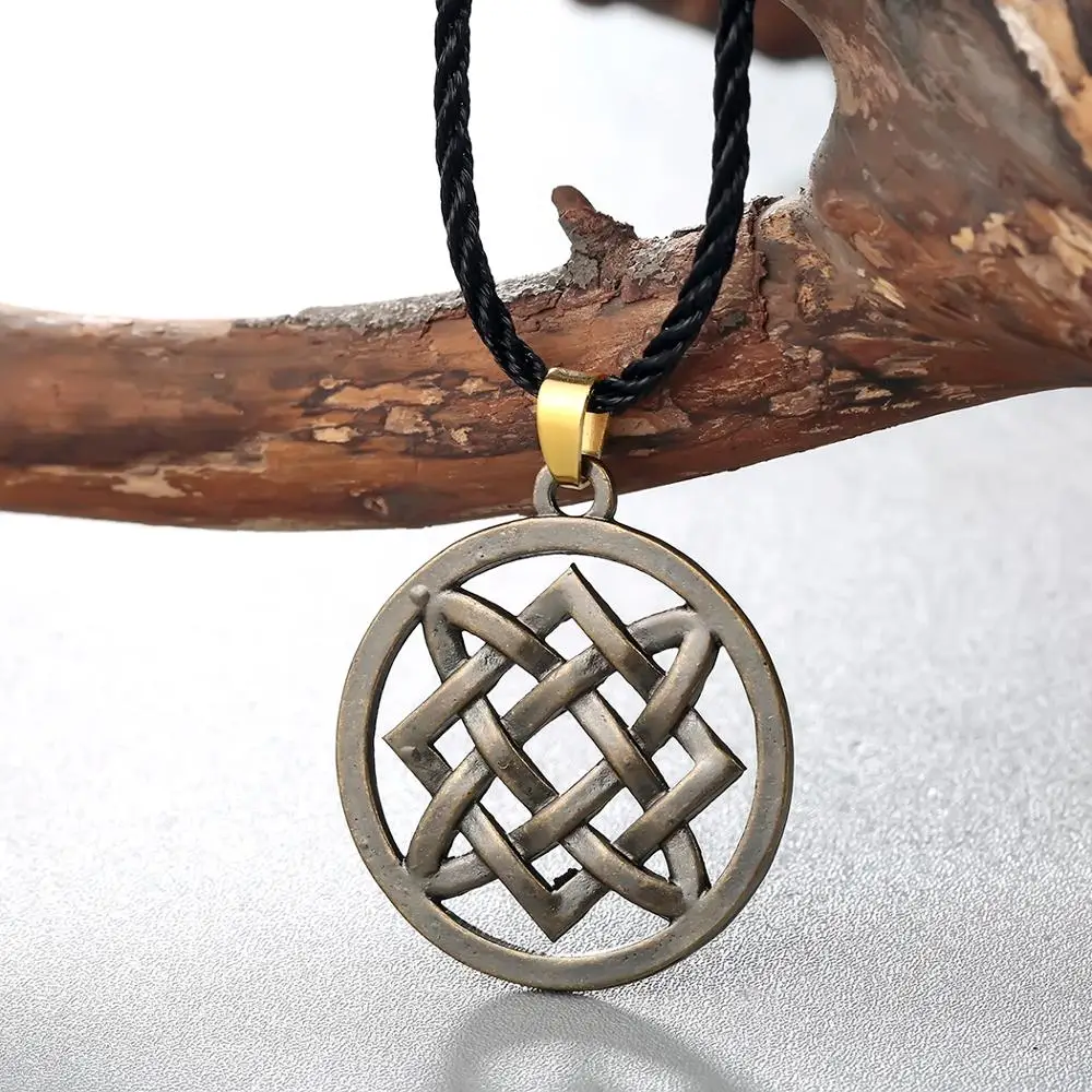 QIAMNI Punk Slavic Viking Lada Star Amulet Pendant Necklace Irish Knot Choker Necklace Nordic Pagan Talisman Rope Chain Jewelry