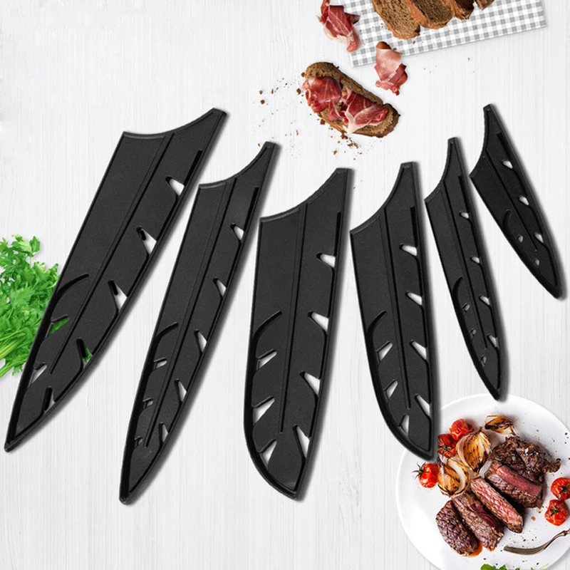 Kitchen Multi Style Black Professional Chef Knife Sheath Plastic Protective Cover Supplies Knife Edge Guards Case Blade Covers