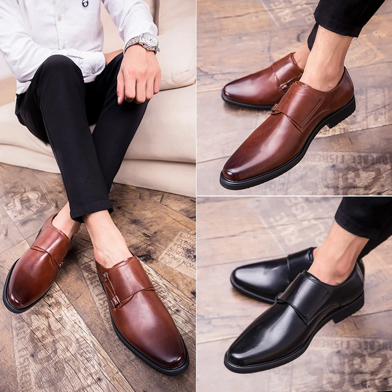 

Handmade Genuine Leather Men Brown black Formal Shoes party big size 48 Office slip on Business dress Wedding Shoes zapatos