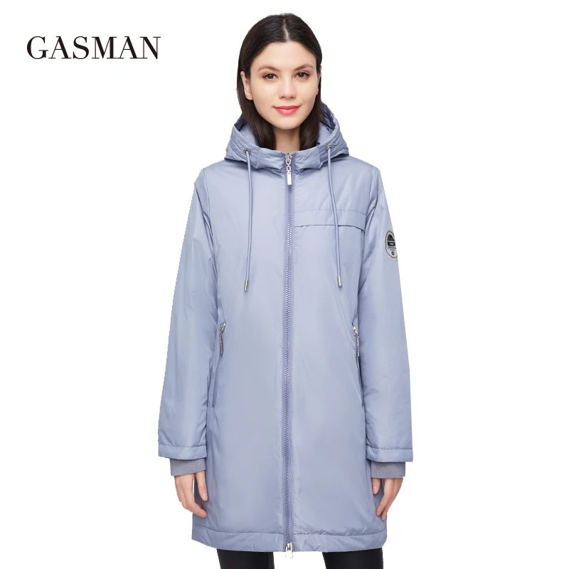 GASMAN Fashion windproof warm women\'s jacket Long zipper down parka hooded down jacket for women autumn solid cotton coat Female