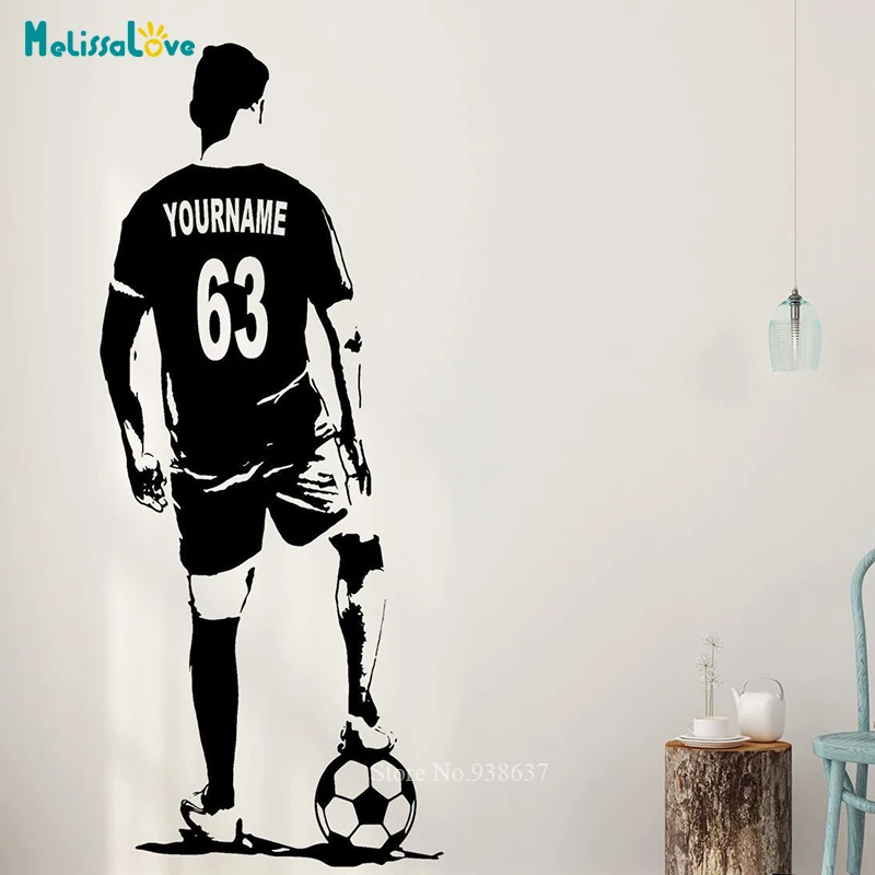 Personalized Football Soccer Sticker Custom Name and Jersey Numbers Wall Art Sports Wall decor Stickers boy bedroom BA290