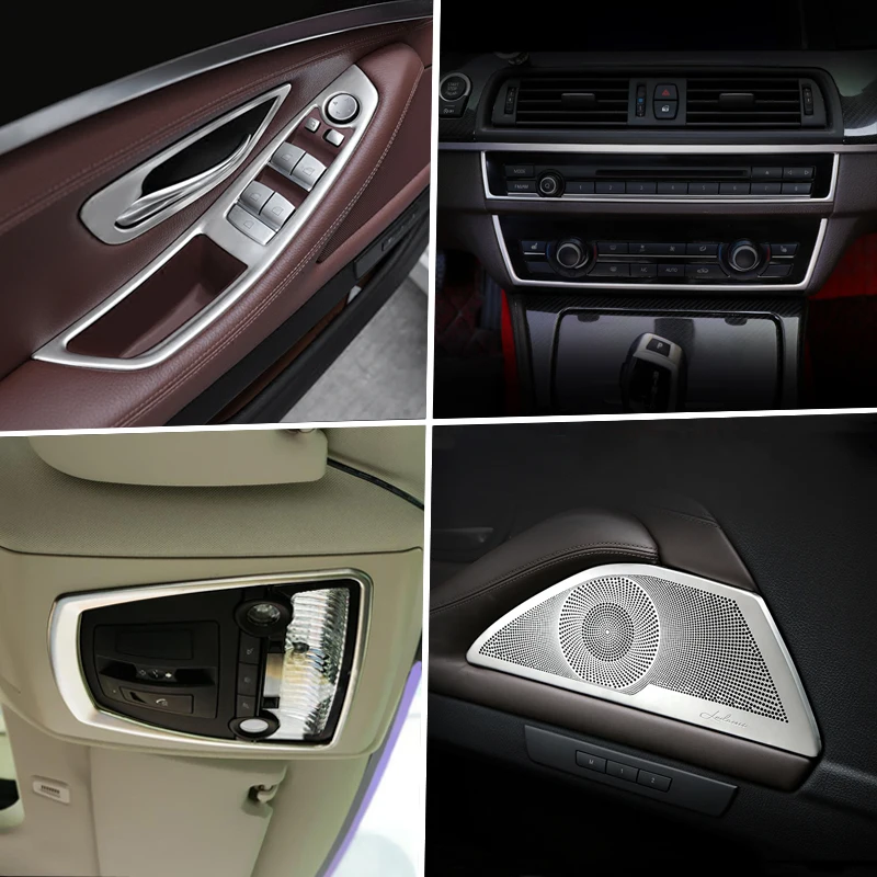 

Car Inner Door Audio Speaker Gearshift Panel Door Armrest Cover Trim Stickers Auto Accessories for BMW 5 Series F10 F18 2011-17