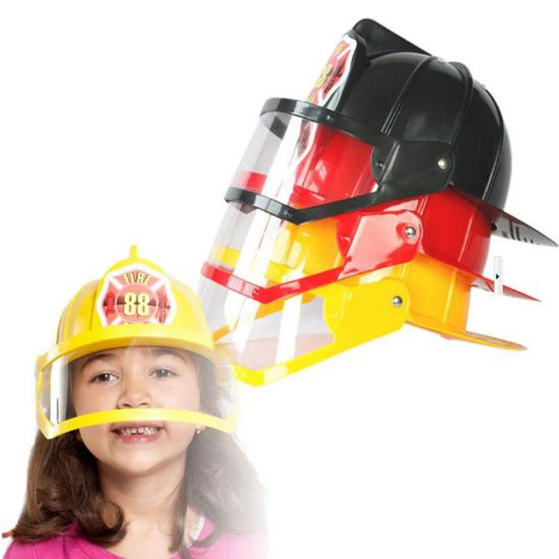 Kids Fireman Helmet Firefighter Hats Fancy Dress Accessories Kids Cosplay Party Role Play Toys 3 Colors