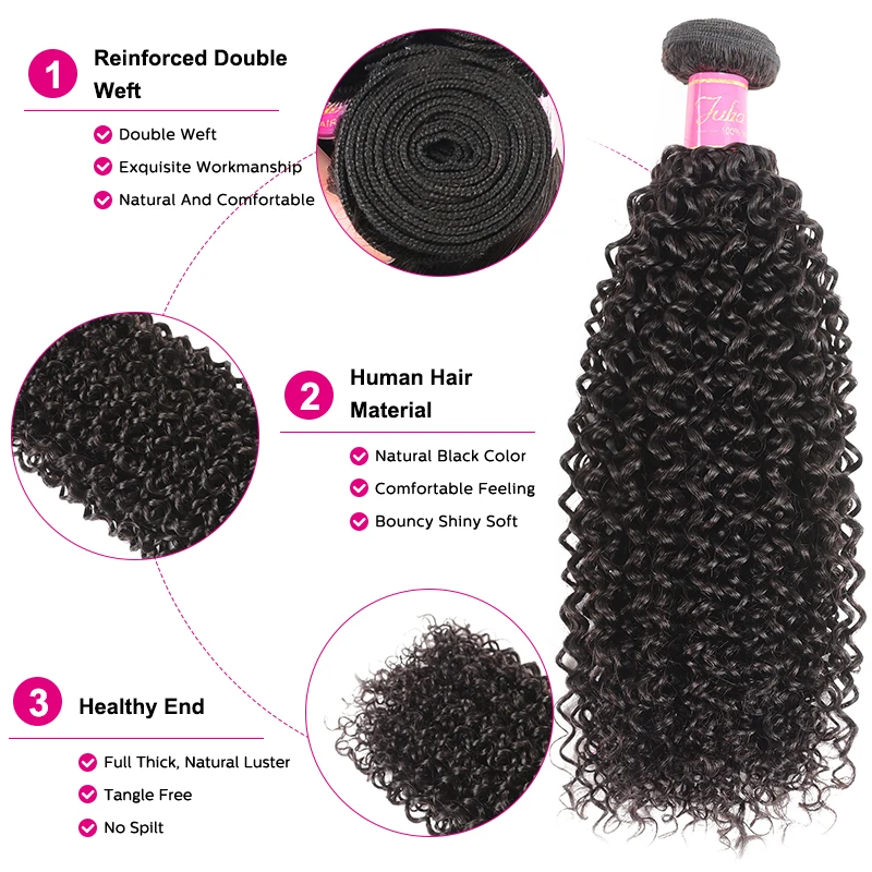 Julia Hair Malaysian Curly Human Hair Bundles With Lace Frontal 3 Bundles With 13x4 Lace Frontal Virgin Human Hair Extensions