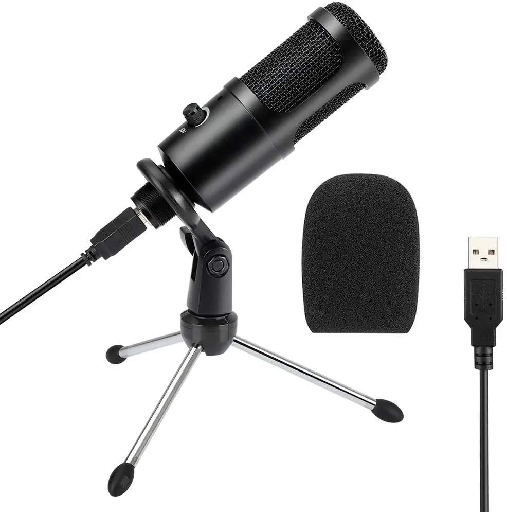 

USB Microphone, Condenser USB Mic with Tripod Stand for Gaming, Podcast, Skype Chatting, YouTube, Voice Overs, Streaming,