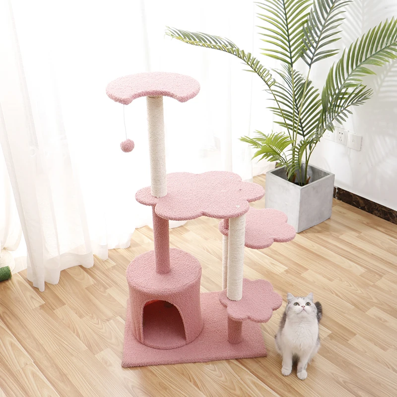 Pet Furniture Scratching Post Supplies Cat Tree Tower Accessories For Climbing Play Structure For Cats Toy Pets Climbing Frame