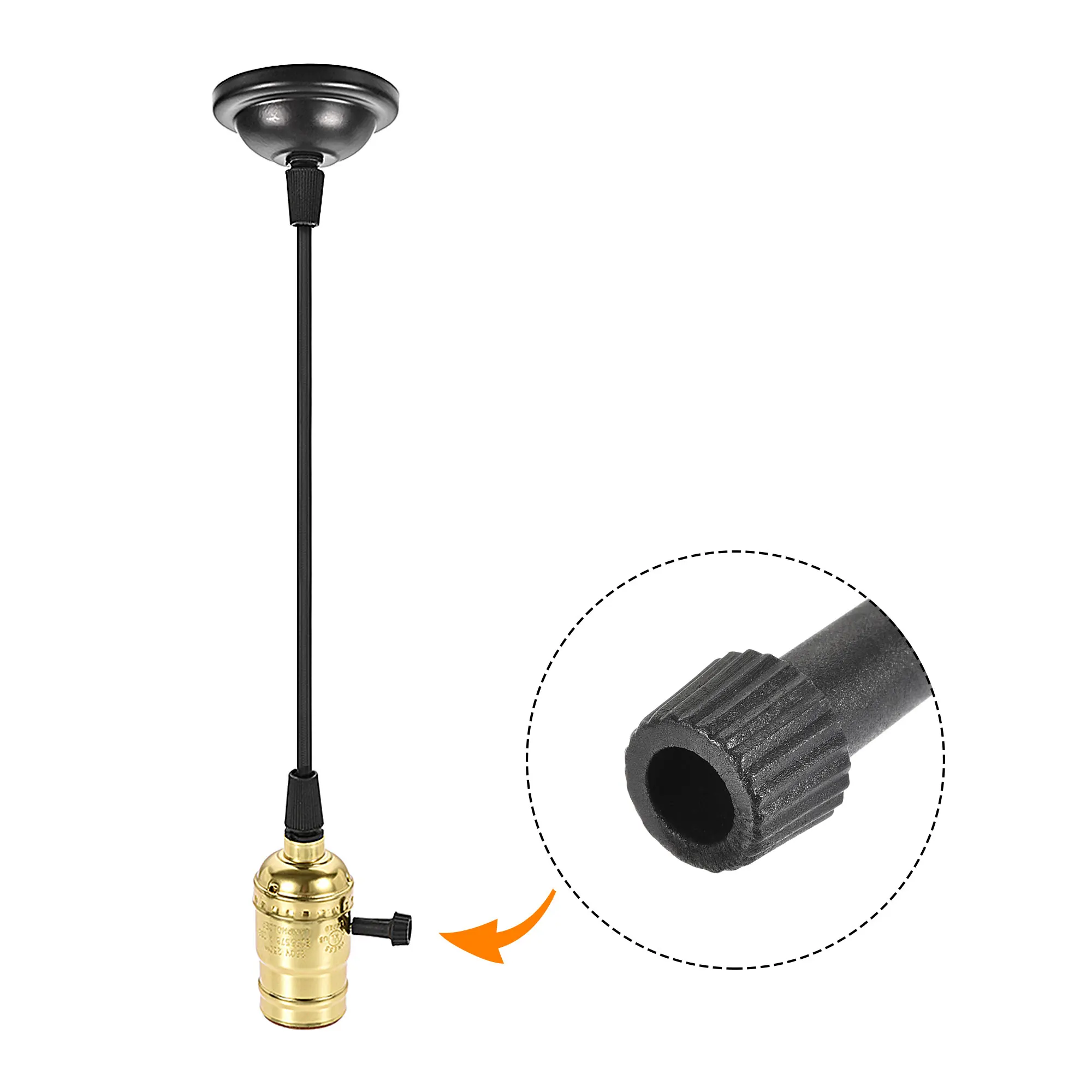 Uxcell On/Off Replacement Light Turn Switch Knob Lamp Socket Extension Knobs 35mm Length Black 10 Pcs