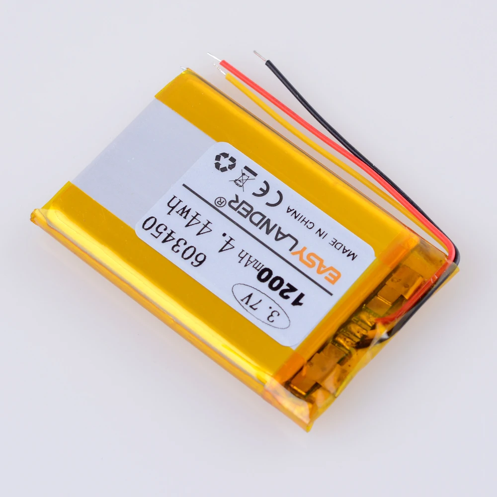 3wires 3.7V 1200mAh 603450 Rechargeable Lithium Li-ion Polymer Battery Replacement For Jabra Solemate Mini headset DVR GPS MP3