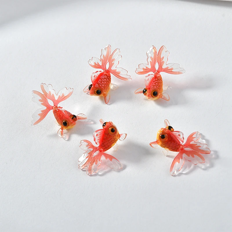 

Cute Stereo Red Small Goldfish Acrylic Pendant DIY Earrings Ear Pendant Decorative Pendant Material Accessories 2pcs