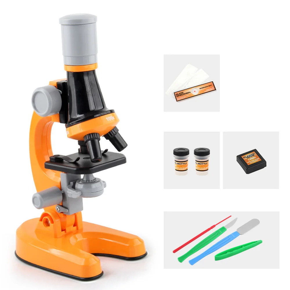 Children Biological Microscope Microscope Kit Lab LED 100X-400X-1200X Home School Science Educational Toy Gift For Kids Child 's