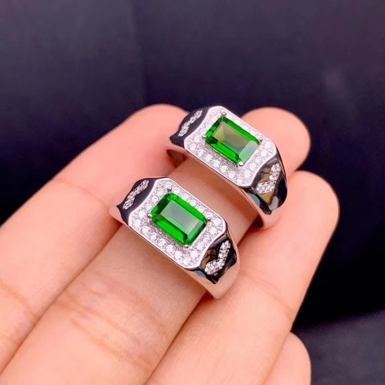 

CoLife Jewelry 100% Natural Chrome Diopside Ring for Daily Wear 5*7mm VVS Grade Diopside Silver Ring 925 Silver Diopside Jewelry