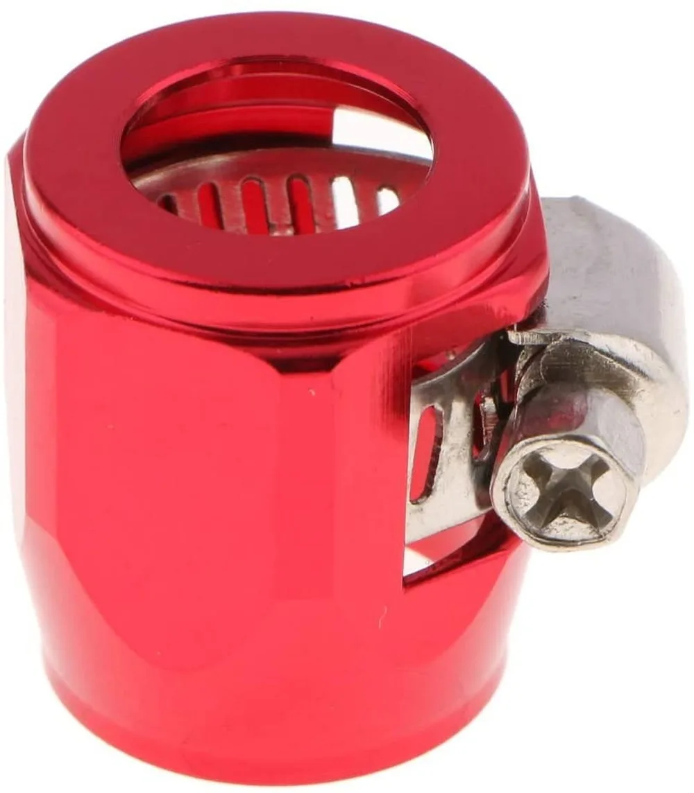 6 Set Aluminum Car AN8 Hose End Finisher Fuel Oil Water Line Clip Clamp Red