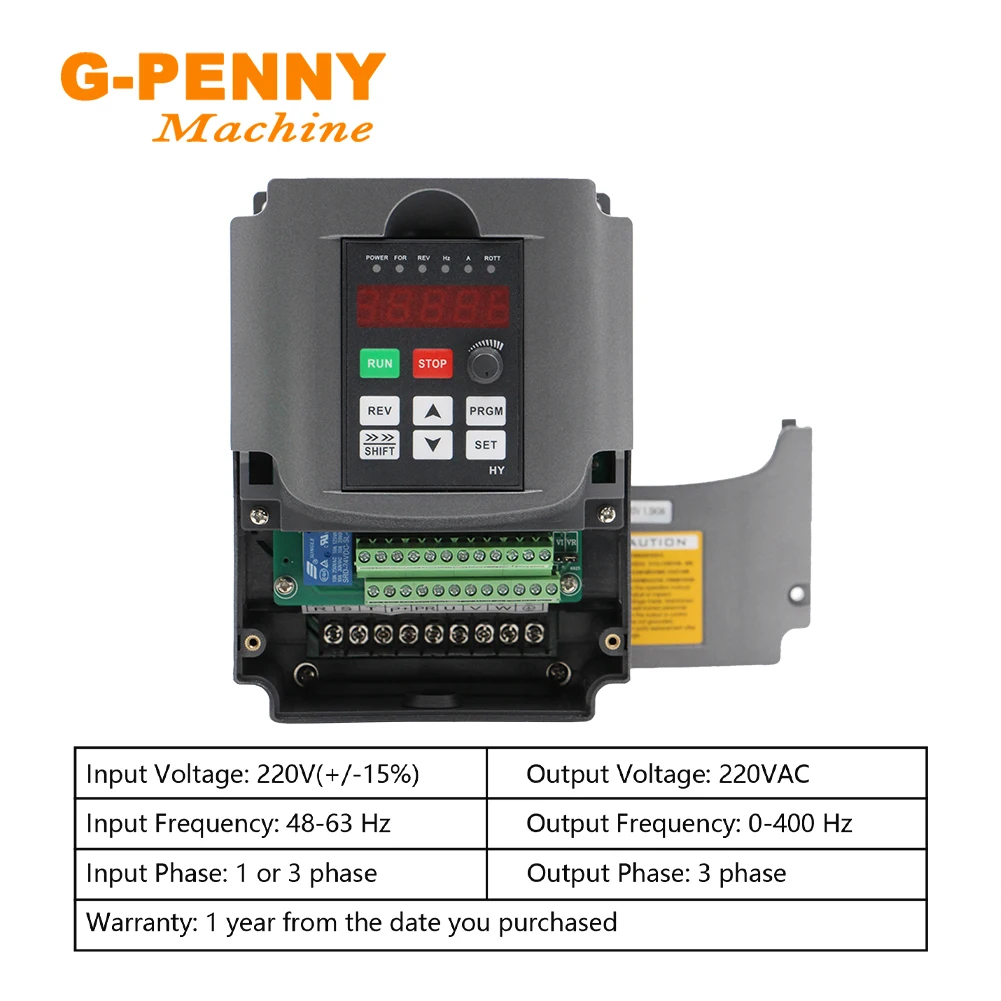 1.5KW HUANYANG 110V/ 220v /380v Inverter CNC Spindle motor speed control  Variable Frequency Drive 0-400Hz 3P output