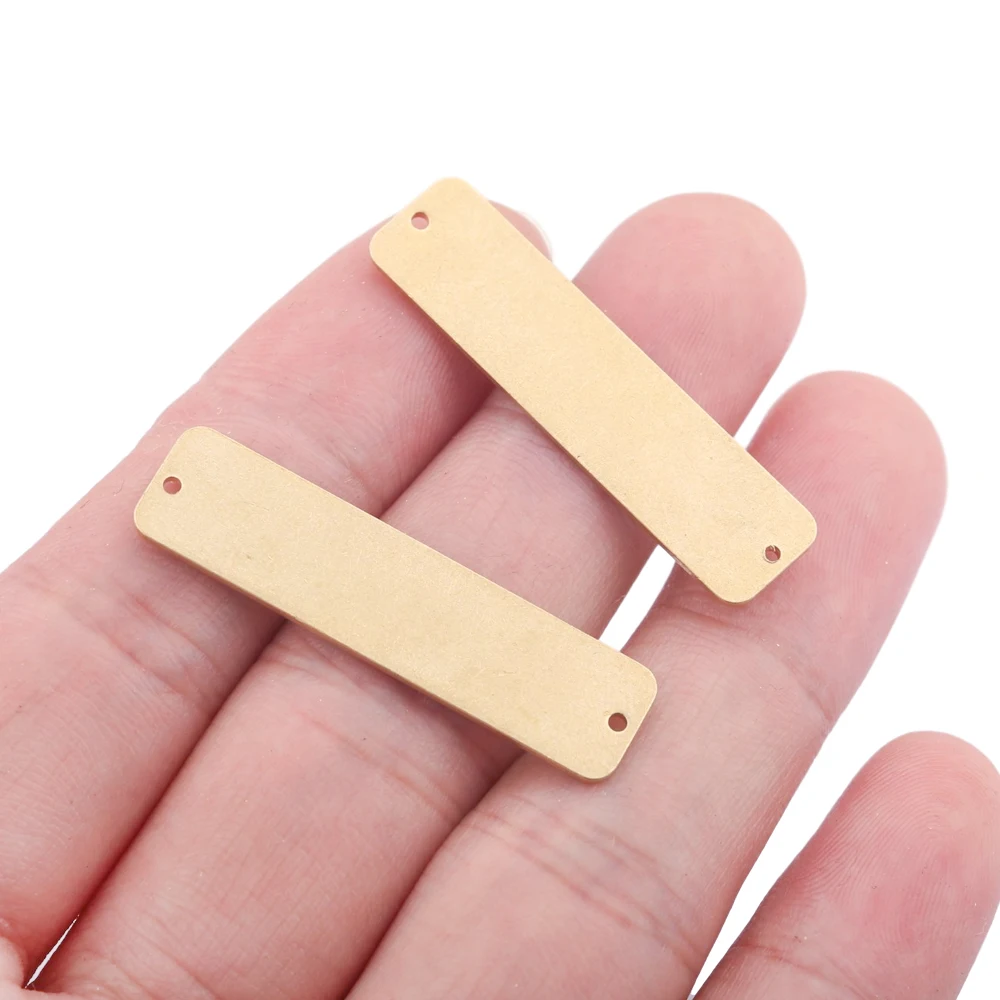 10 sztuk surowego mosiądzu prostokąt tłoczenia puste etykietki do zawieszenia złącza Charms wisiorek dysk dla Diy ocena biżuteria bransoletka Making — zdjęcie 7