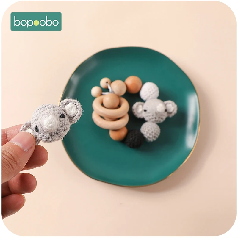 Bopoobo 10pc Food Grade Bunny gryzak koraliki szydełkowe do zawieszka do smoczka DIY drewno tworzenia biżuterii na zęby produkt dla dzieci