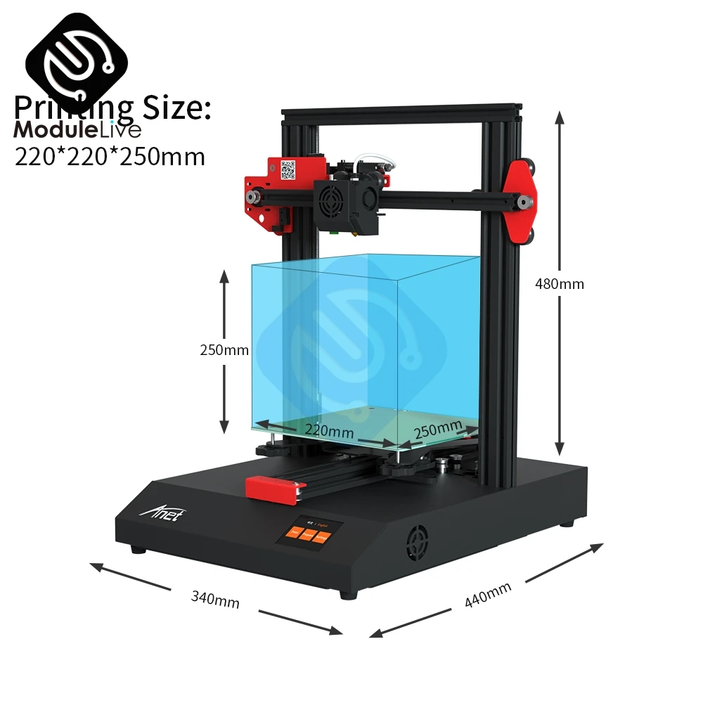 220*220*250mm Anet ET4 3D 프린터 금속 프레임 구조 자동 레벨링 이력서 정전 인쇄 필라멘트 실행 감지