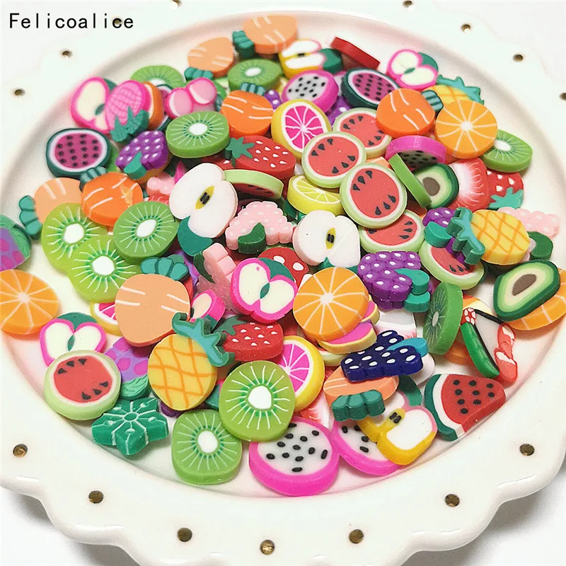 500g 10mm Polymer Clay Slime Filler Cute Cartoon Fruit Slices For DIY Craft Decorative Supplies Scrapbook Embellishments