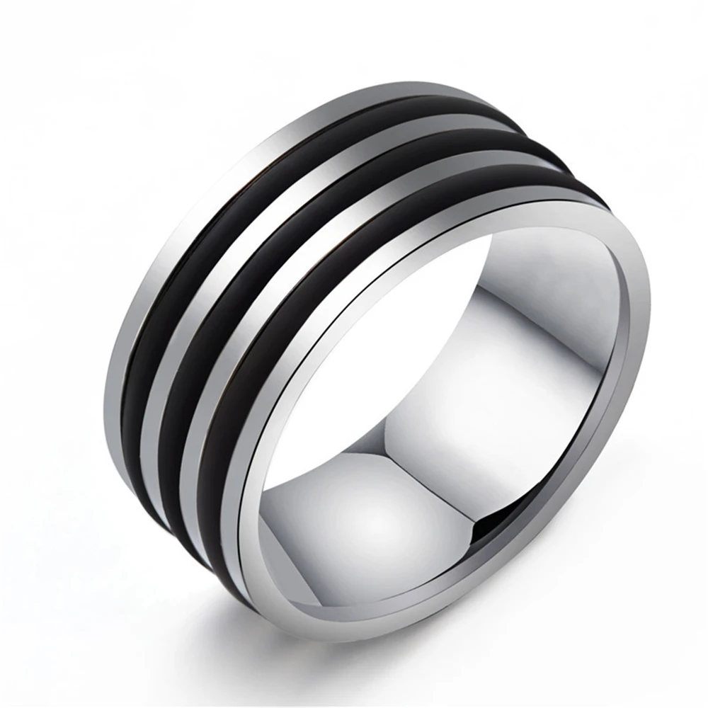 Exquisite Fashion Jewelry For Women.Simple Style Three Black Drop Oil Craft Romantic Wedding Stainless Steel Rings.