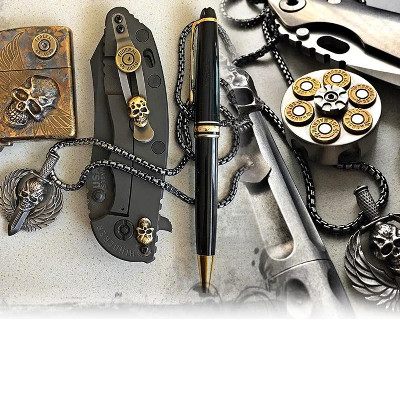 10pcs H62 Brass Knife EDC Tool Washer wtih M2.5 Screw Shell Case Bottom Fire Screw Rivet Back Clip Lighter Decorative Appearance