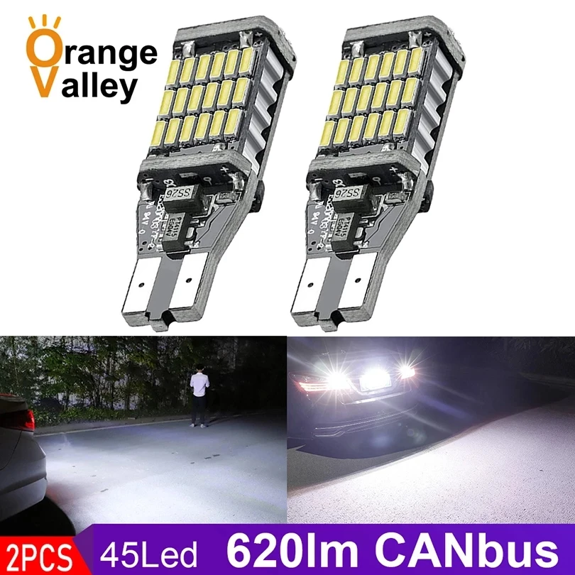 2PCS Superior LED T15 W16W 45 SMD 4014 Car Auto Canbus Reversing Lamps Stop Light Back up Lights Reverse Bulb