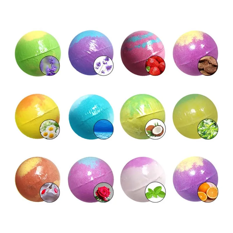 Bath Bomb Ball Set 12 Pcs Dried Flower Mixed Color Essential Oil Bath Ball Mixed Color Floating Ball Bath Salt Ball Bomb