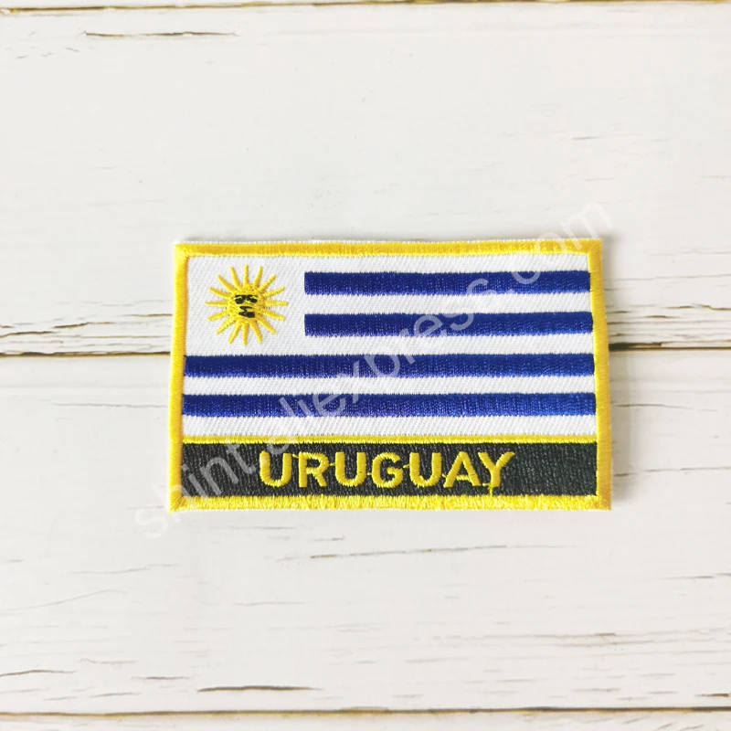 Uruguay National Flag Embroidery Patches Badge Shield And Square Shape Pin One Set On The Cloth Armband   Backpack  Decoration