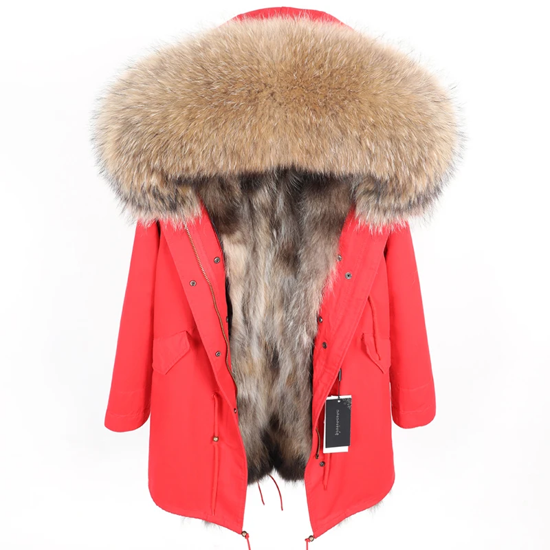 2022 Winter Jacket Women Real Fur Coat Long Parka Natural Raccoon Fur Collar Fox Fur Liner Thick Warm Streetwear Outerwear New