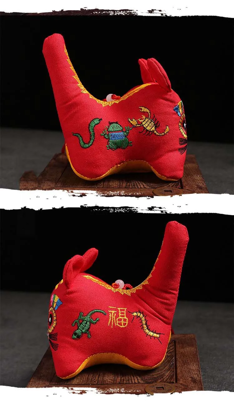 Chinesischen Traditionellen Tuch Stoff Tiger Puppe Glück Spielzeug Neue Jahr Neugeborenen Baby Geburtstag Geschenk Stickerei Ornamente Auto Anhänger – Detail 3
