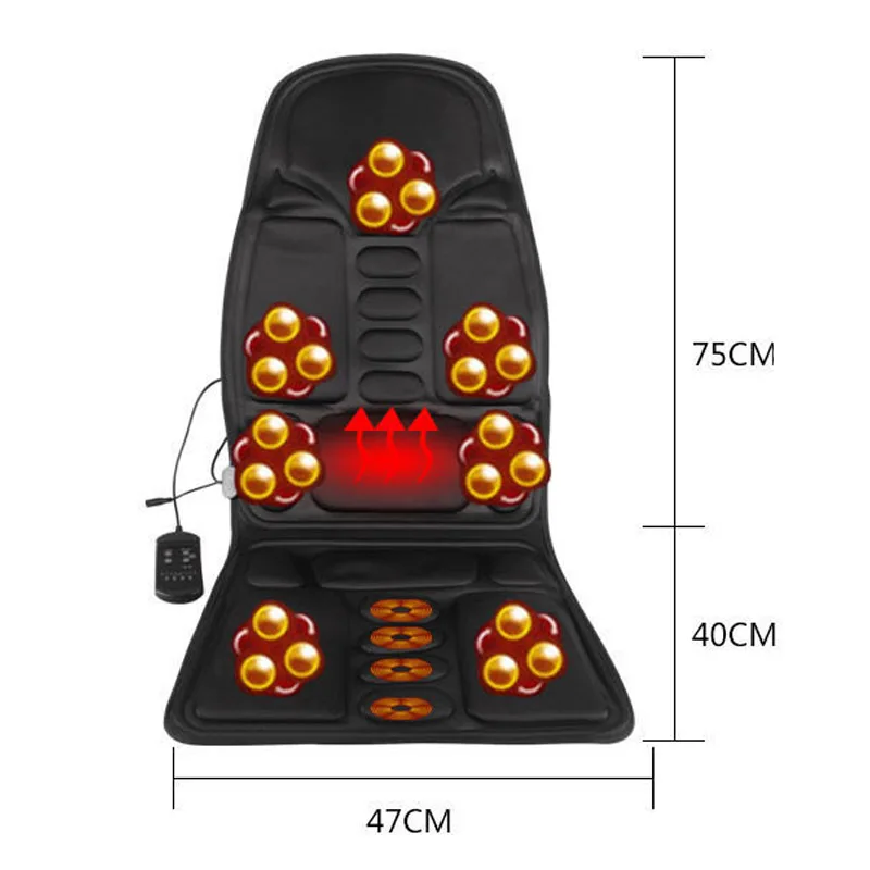 7 Motors Full-Body Massage Cushion Heat Home Office Car Vibrate Mattress Back Neck Chair Relaxation Car Pads 12V