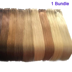 Toysww-Bundles de tissage de cheveux russes à double proximité, trame plate droite, cheveux humains, 18 