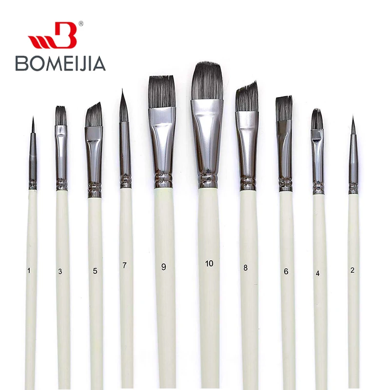 10Pcs Paint Brushes Set Nylon Hair Artist Canvas Synthetic for Watercolor, Acrylics, Ink, Gouache, Oil, Tempera Art Face  Body