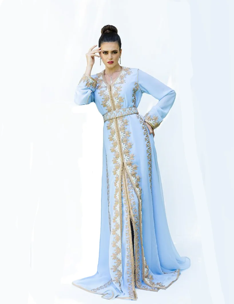 Caftan Morocca Evening Dresses Long Sleeves Appliques Islamic Dubai Saudi Arabic Wedding Party Dress Abaya Prom Gowns EV168