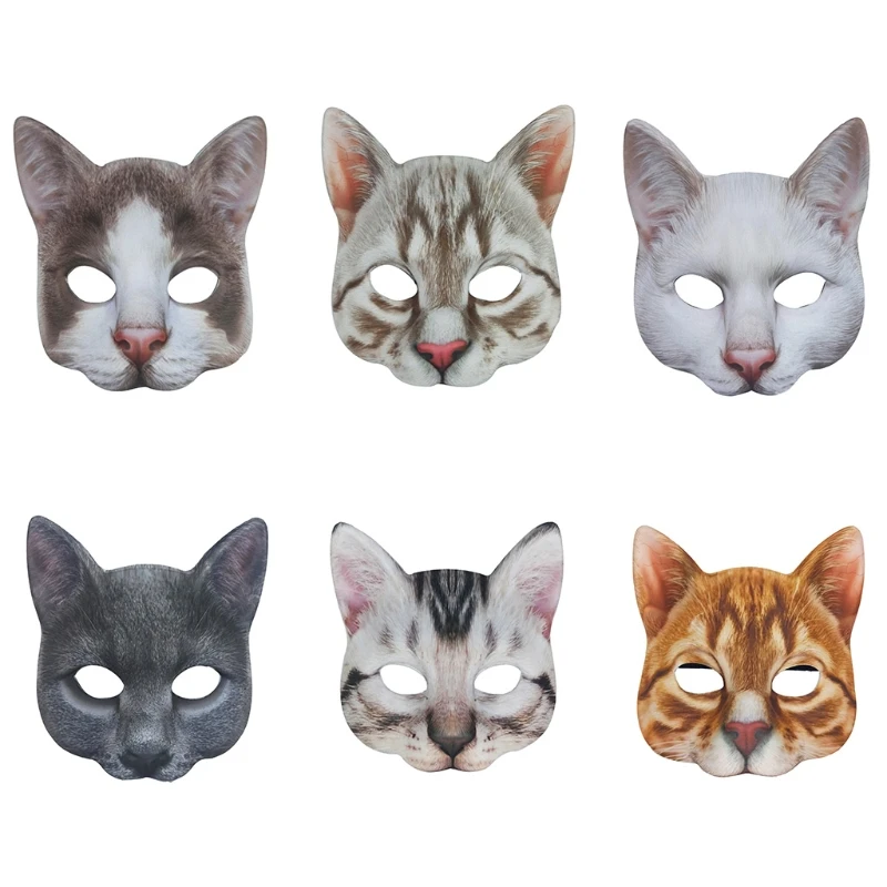 

2024 New Lovely Halloween Mask Realistic Animal for Cat Mask Cover Cosplay Costumes Props Masked Ball Party Gifts for Adult Kids