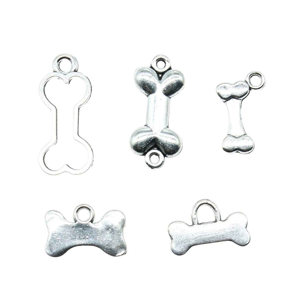 20pcs Bone Pendant Charms Antique Silver Color Bone Charms Jewelry DIY Bone Charms For Bracelet Making