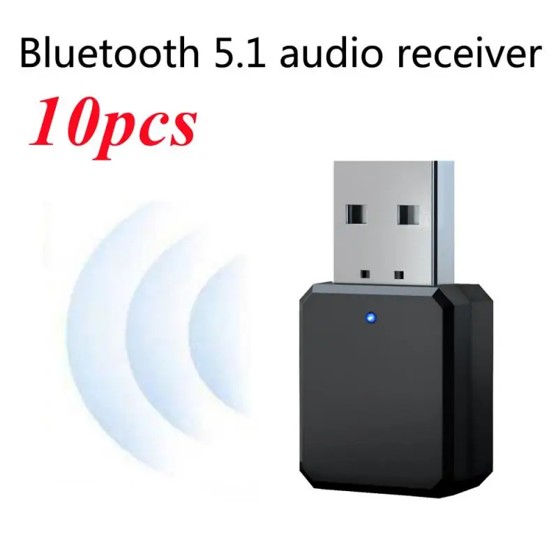 10 Pcs/lot KN318 Bluetooth 5.1 Audio Receiver Dual Output AUX USB Stereo Car Hands-free Call Professional Wireless Adapter