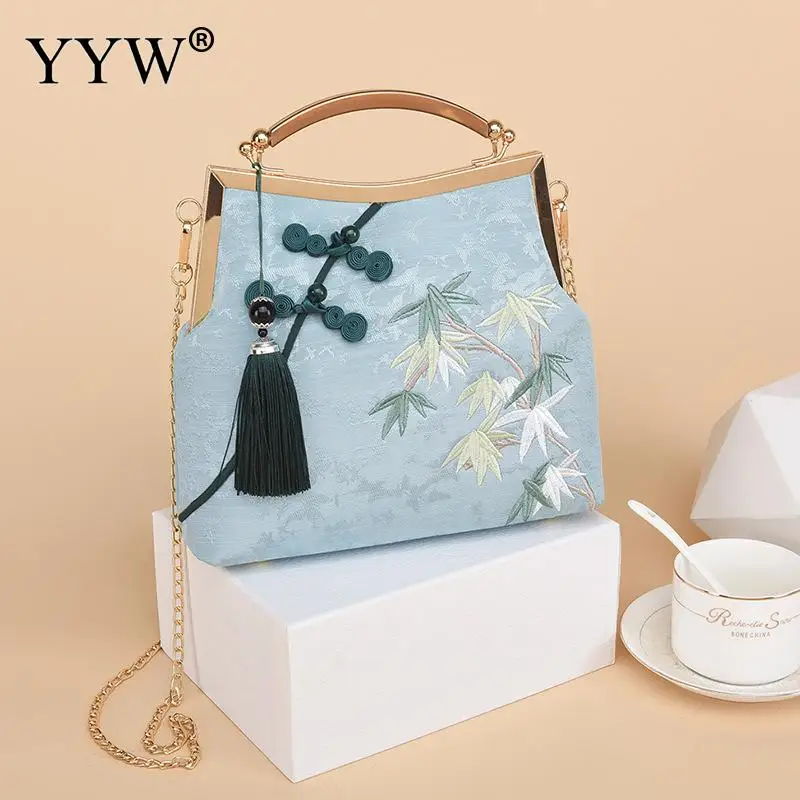 Embroidered Bamboo Clutch Bag Chinese Style Cheongsam Lady Handbag Purse Clutch Womens Hand Bags New Arrival 2021 Daily Bag