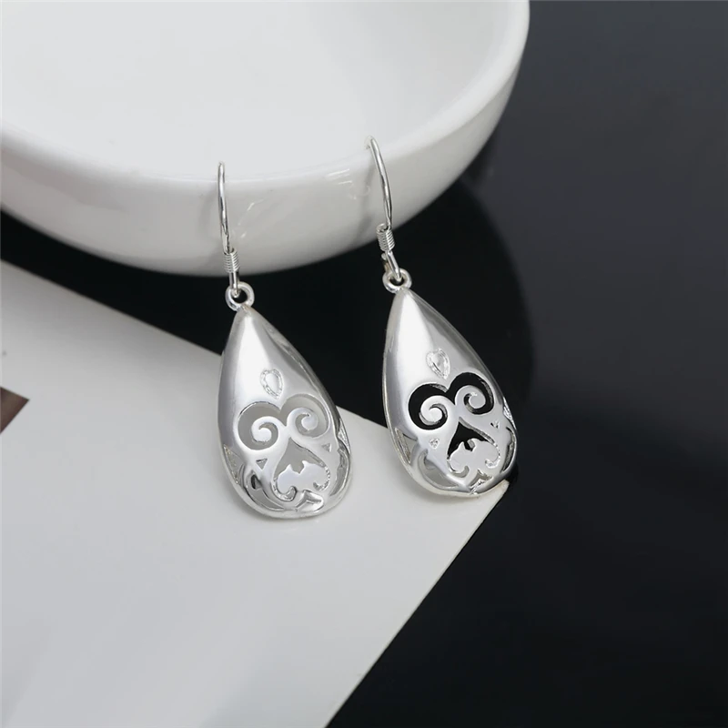 DOTEFFIL 925 Sterling Silver Grimace Water Droplets Drop Earring For Women Wedding Engagement Halloween Party  Jewelry