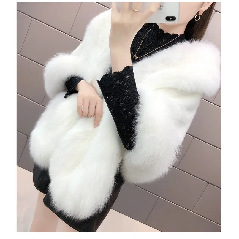 Winter White Genuine Mink Fur Shawl With Real Fox fur Trimmed Cape Women\'s Fur Pomcho Wraps Poncho