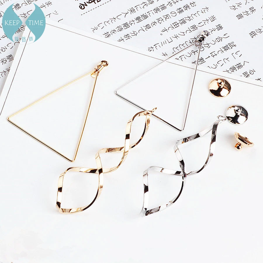 DIY handmade jewelry accessories plating really Golden Triangle frame helical circle earrings  pendant cover material