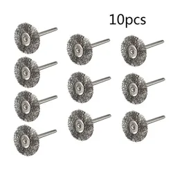 10pc 22mm Steel Wire Wheel Brushes For Mini Drill Rotary Tools Polishing Brush Electric Grinder For Cleaning Flat Wire Wheel