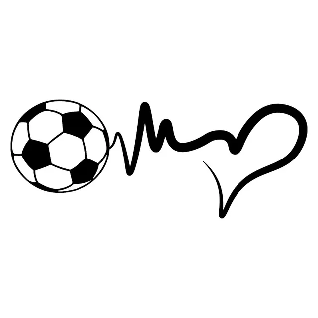 

16.4CM*6.6CM Fashion Sports Soccer Ball Heartbeat Vinyl Motorcycle Car Sticker