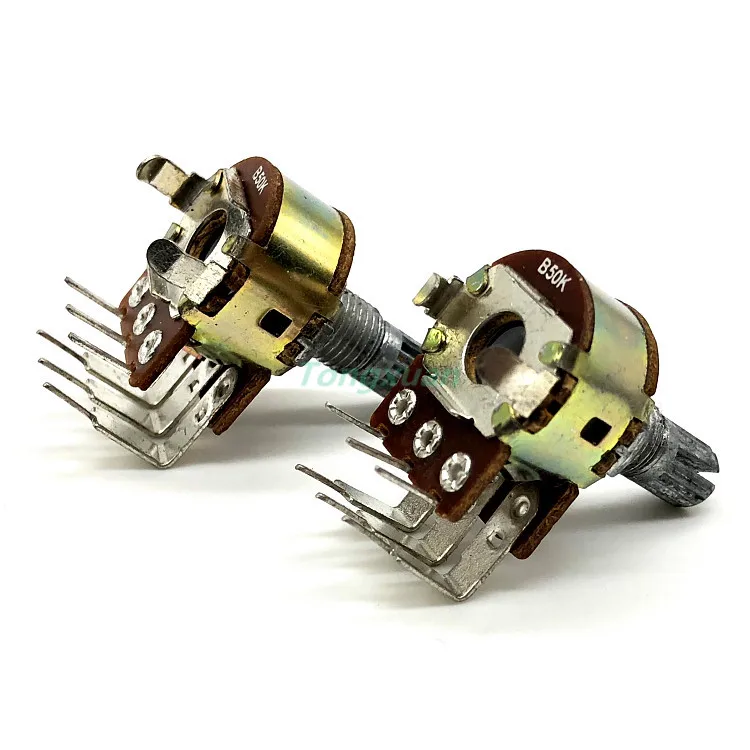 5pcs 148 16 Type Dual Volume Potentiometer Switch B50K B10K Plum Axis 15MM D1010