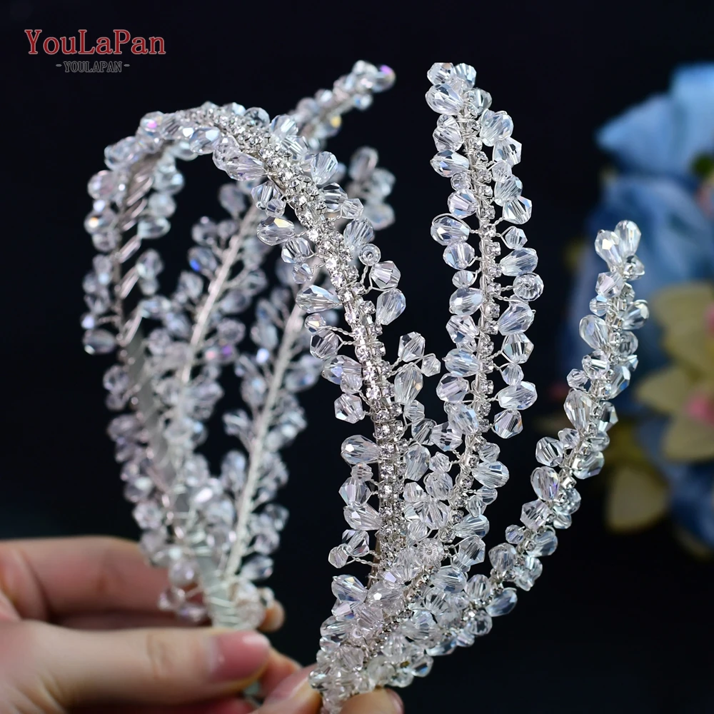 

YouLaPan HP382 Crystal Wedding Hair Accessories for Bride Headband Bridal Hair Pieces Hairbands Wedding Party Women Tiara