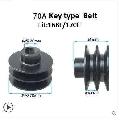 Rueda de polea de correa en V para motor de gasolina, micro máquina de labranza ATV, Go Kart, 168F, 170F, 188F, 190F, 152F, GX120, GX160, GX200,