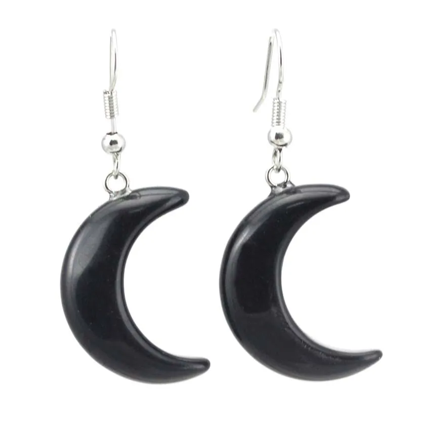 Natural Crystal Stone Crescent Moon Pendant Healing Crystals Quartz Reiki Labradorite Earrings Pendant Necklace For Women Girls