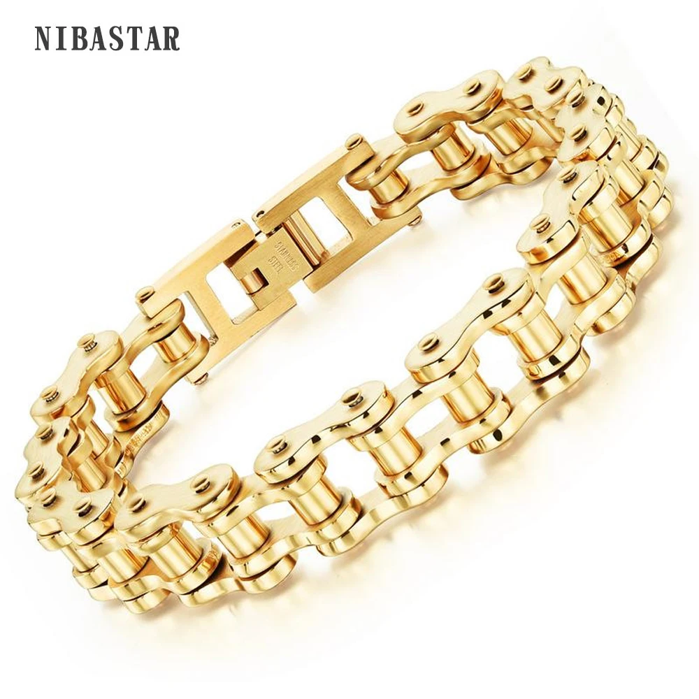 Men\'s Bracelets & Bangles Bike Charm Bicycle Chain 316L Stainless Steel Link Jewelry for Men Birthday Gift