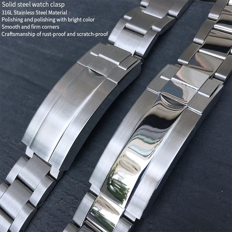 20mm Hight Quality Stainless Steel Curved End Watch Band For Rolex Submariner Full Solid Strap Watch Bracelet Buckle Accessories