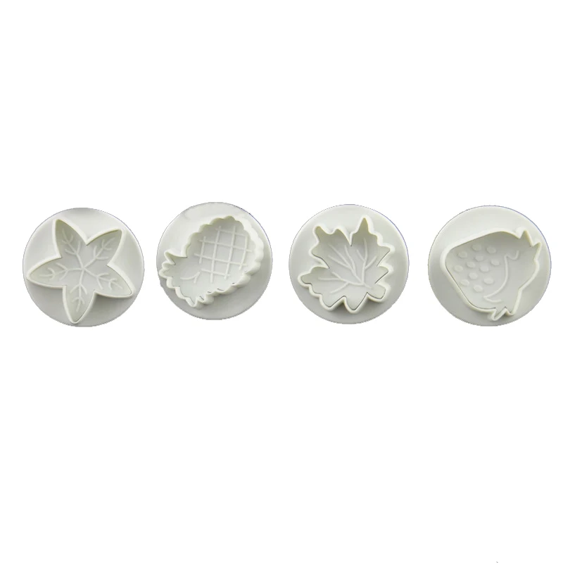 

4pcs/Set Leaf Strawberry Plastic Fondant Cake Mold Cookie Stamps Cake Decorating Baking Tools