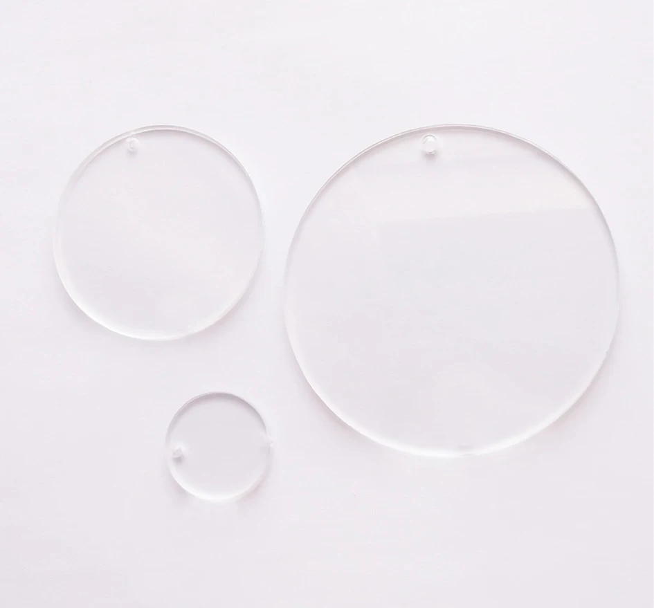 30pcs/lot One Hole Laser Cut Blank Clear Extrud Acrylic Discs Round Circle Earrings Necklace Key Chain Disk Bulk 38 50 76 100mm